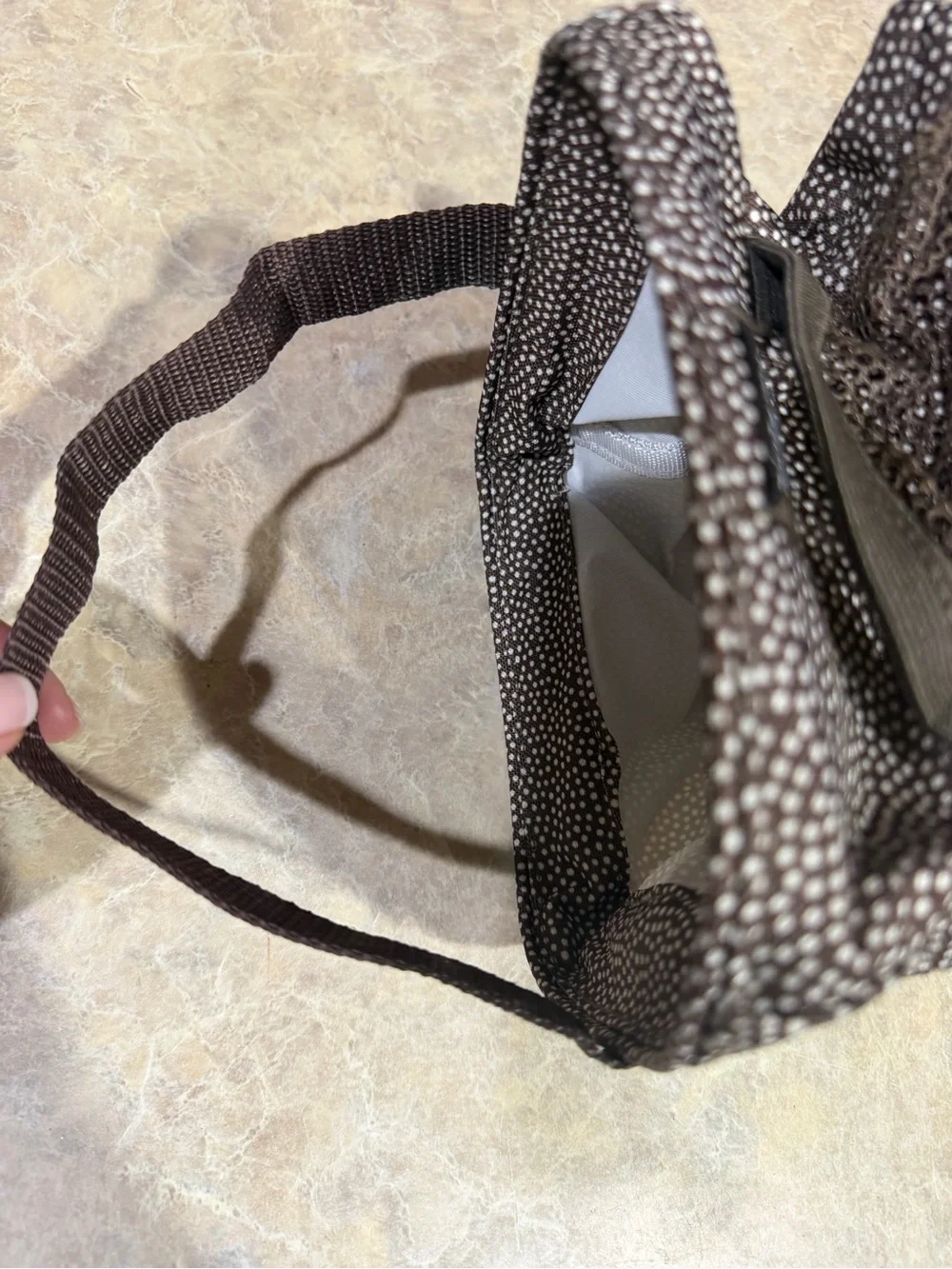 thirty-one Brown and White Polka Dot Fabric Storage Bins - Set of 3